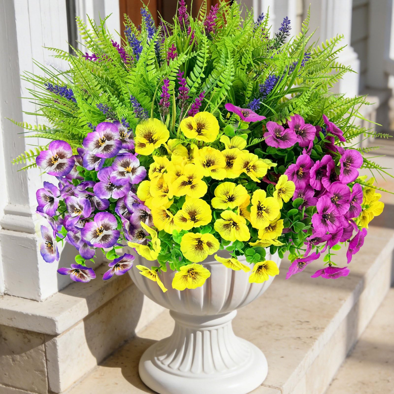 20 Bundles Artificial Flowers Fake Plants for Outdoors Decor-3 Colors