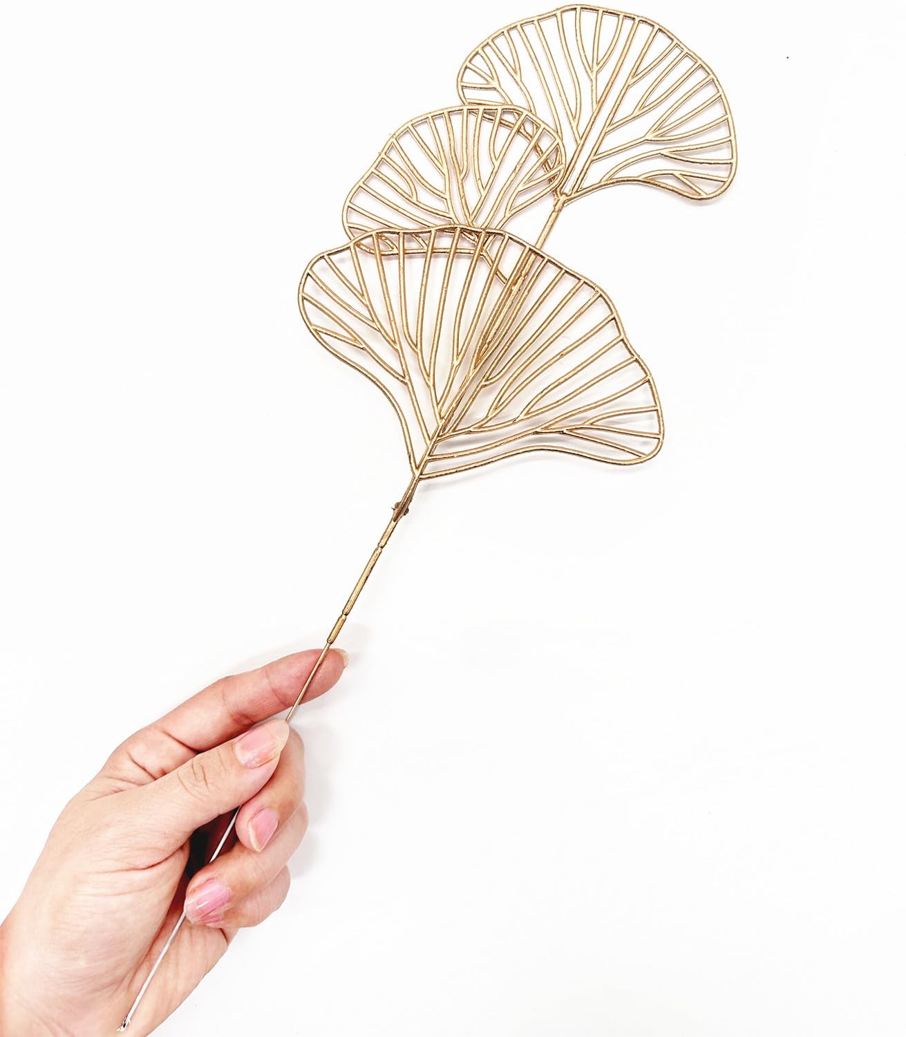 Artificial Golden Ginkgo Leaf Stems for Christmas Decor, Fake Gold Apricot Le…
