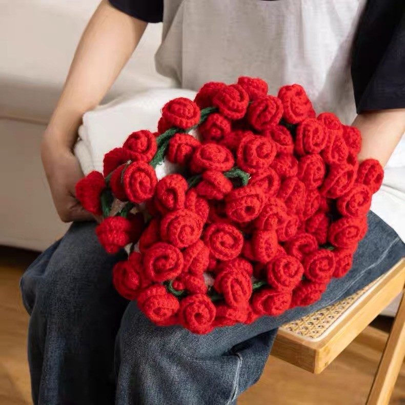 Flower Bouquet Blanket,DIY Handmade Crochet Rose Blanket,Knitted Throw Blankets