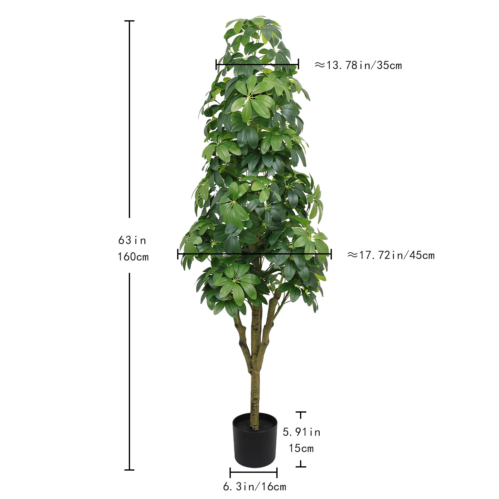 5.2FT Artificial Tree Realistic Faux Treefor Indoor and Outdoor Decor 1Pcs
