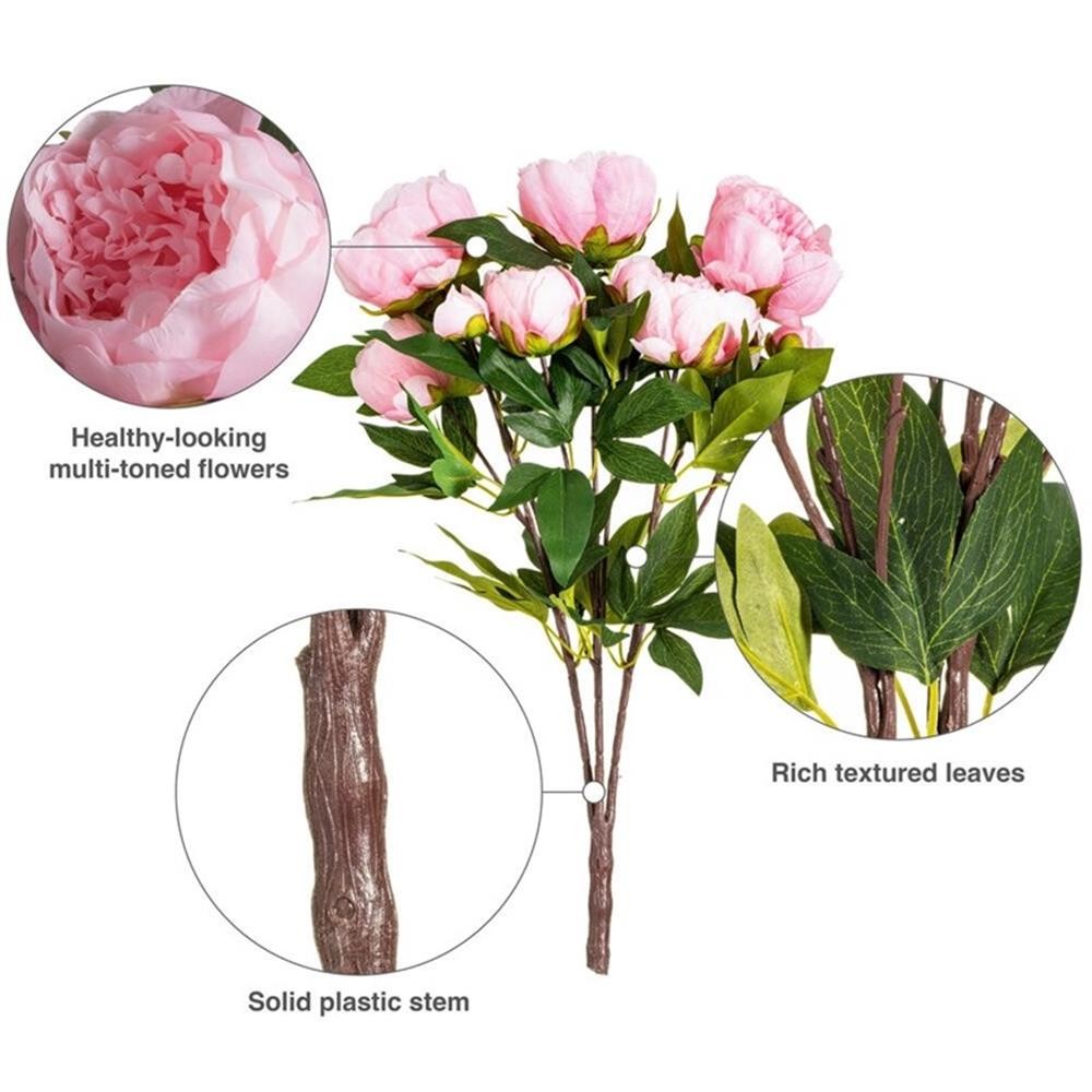 Vickerman 23″ Artificial Brush Pink Peony Spray with 6 Flowers.
