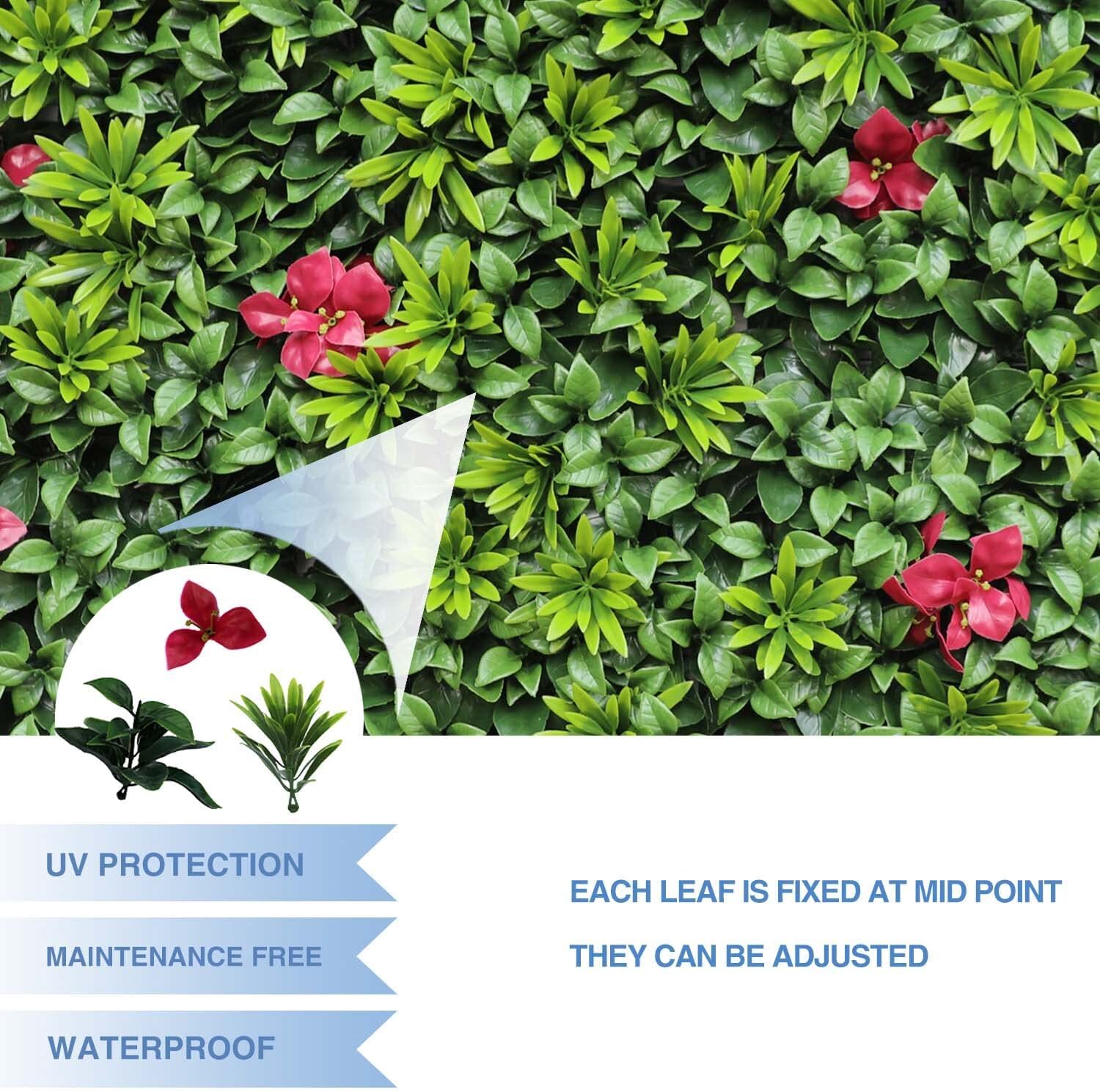 40″x 40″ Artificial 3D Faux Ivy Fence Mixed Panel Mat Wall Fence Hedge Decor #01