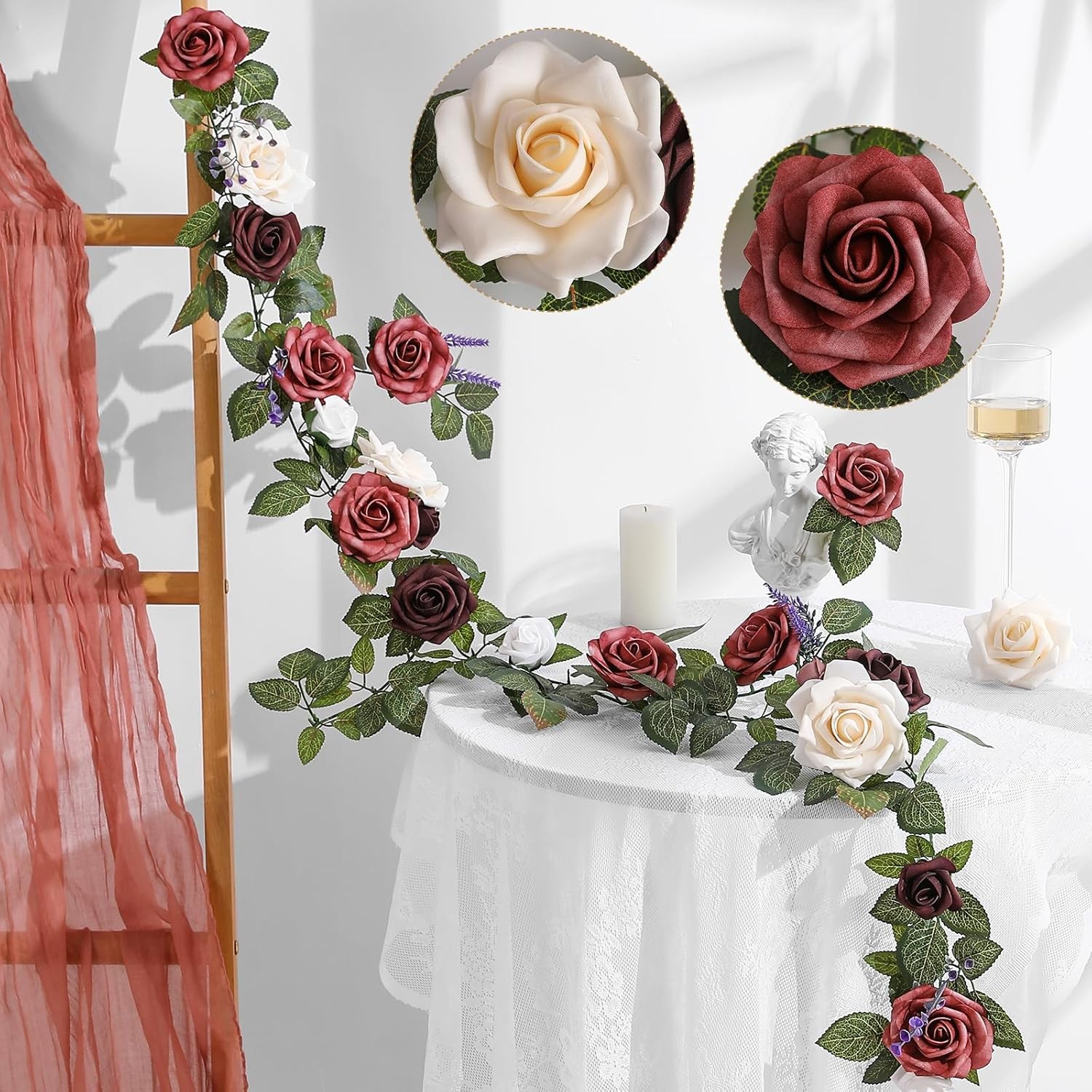 5FT Terracotta Artificial Flower Garland Fall Floral Garland Burnt Orange Arch