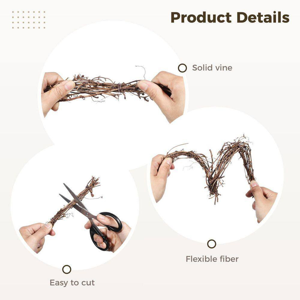 9.84 In. 2 Piece Natural Grapevine Twig Vines Flexible DIY Craft Vine Garland fo
