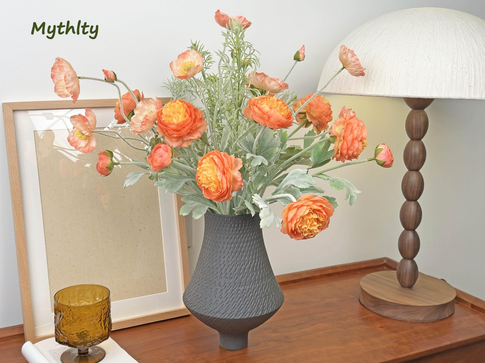 10pcs Orange and Gradient Pink Artificial Flowers for Vase, Fake Peonies Popp…