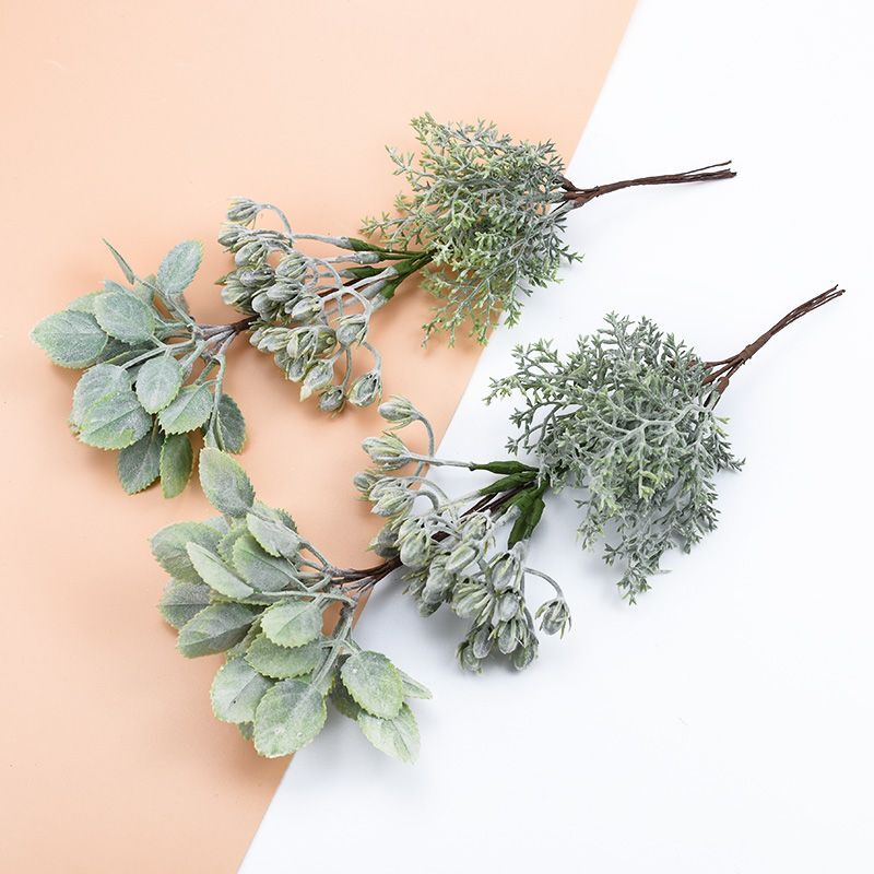 6PCS Artificial Plants Plastic Leaves Scrapbooking Art Accessory DIY Decoration