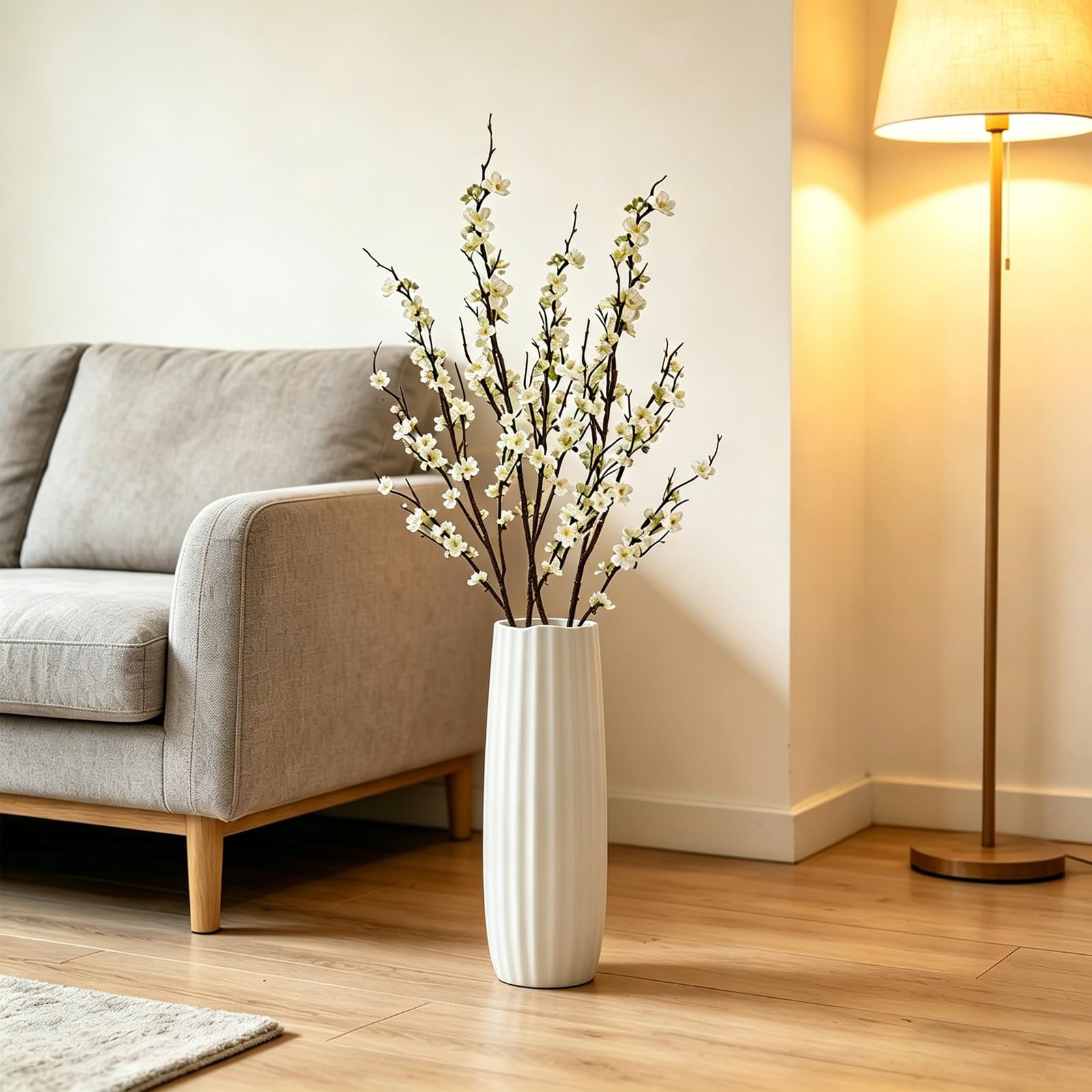 4Pcs Cherry Blossom Branches,39 Inch White Artificial Flowers Spring Summer I…