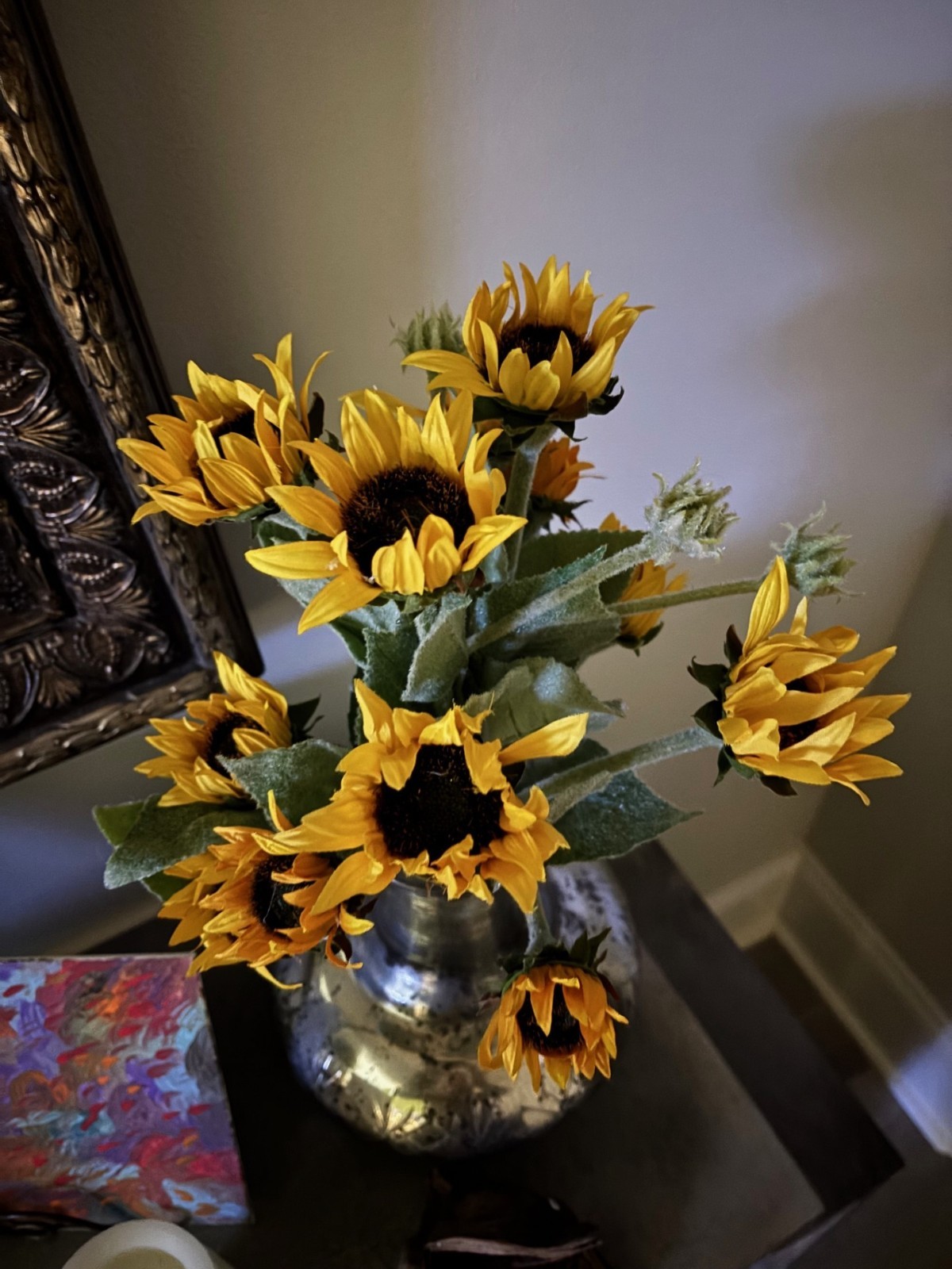 NEW Pottery Barn Faux Mini Sunflowers Bunch Bundle Stems Vase Decor NWT