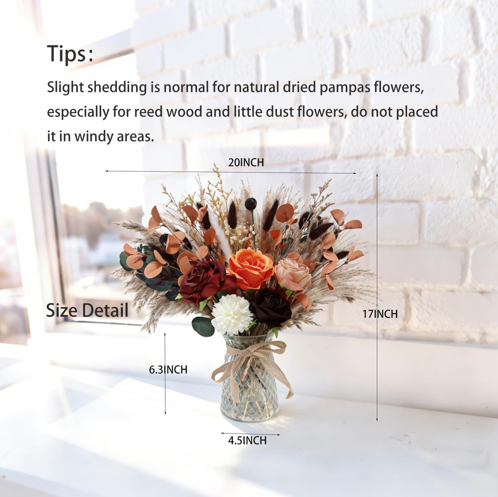 Vase with Artificial Flower Arrangemets Centerpieces for Dining Table Decorat…