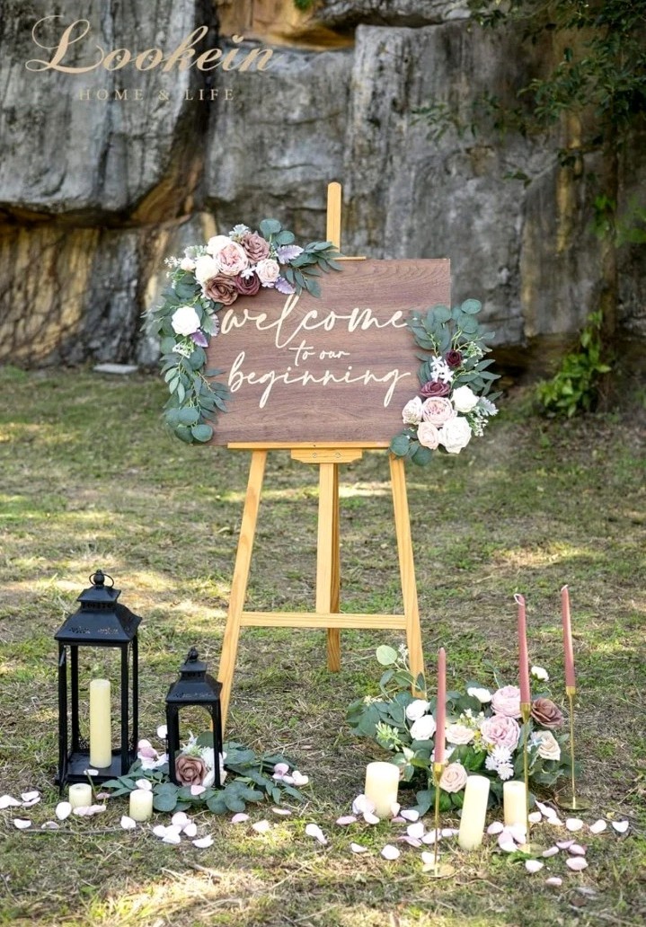 Lookein Artificial Flower Swag for Wedding Welcome Sign Floral Decoration