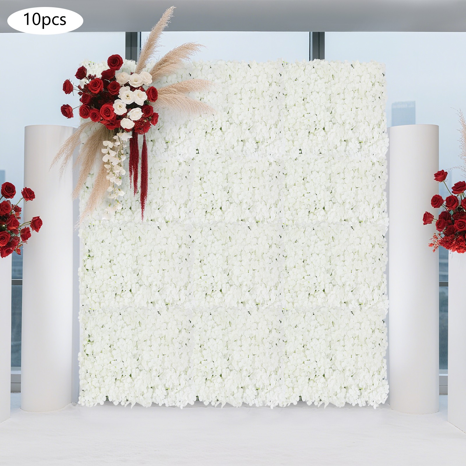 10 PCS Flower Wall Panel 24″ x 16″ Decorative Hydrangea Flower Panels Wall