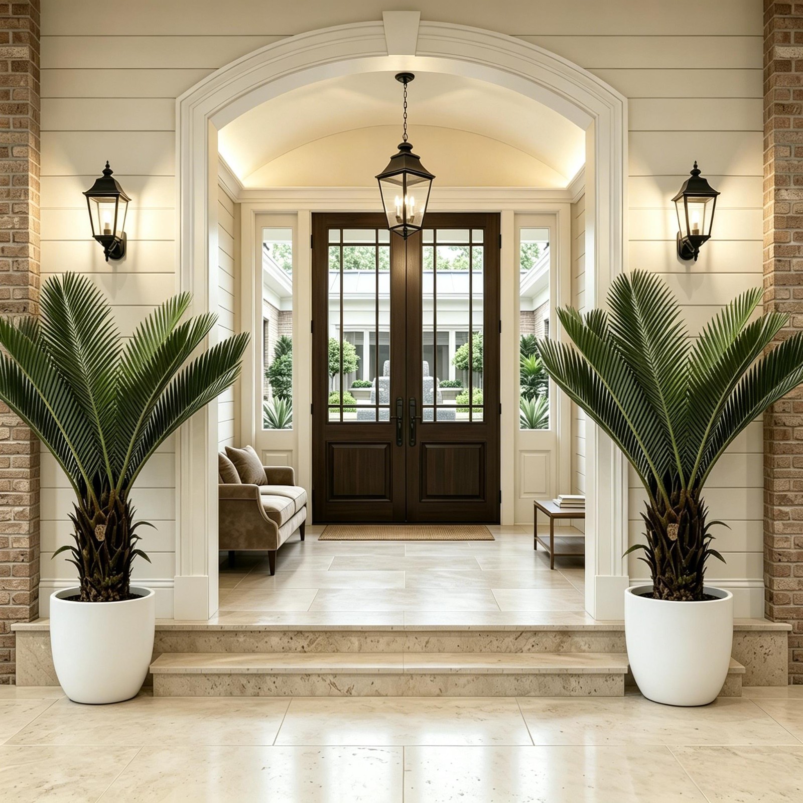 2Pack 3.9ft Artificial Sago Palm Cycad UV Resistant Potted Plant Indoor Outdoor
