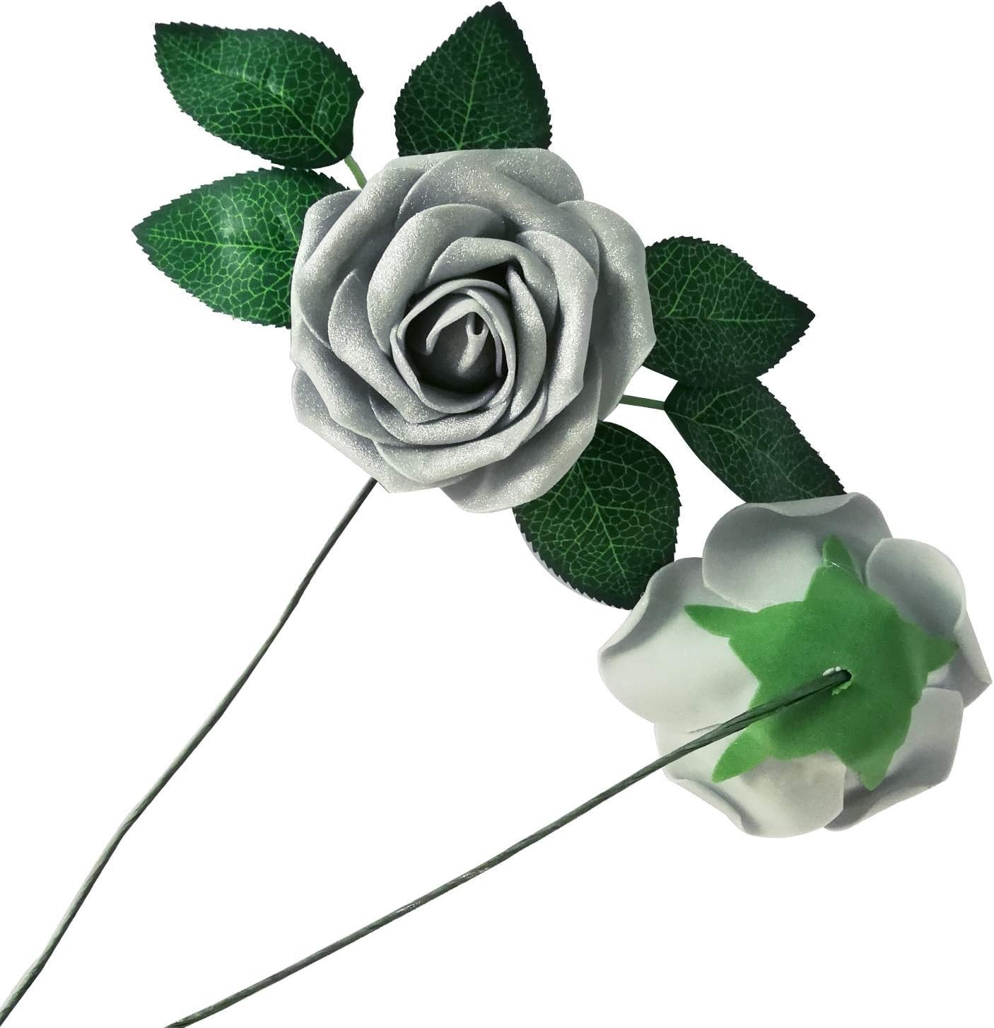 Jing-Rise Artificial Flowers 50PCS Real Looking Fake Roses
