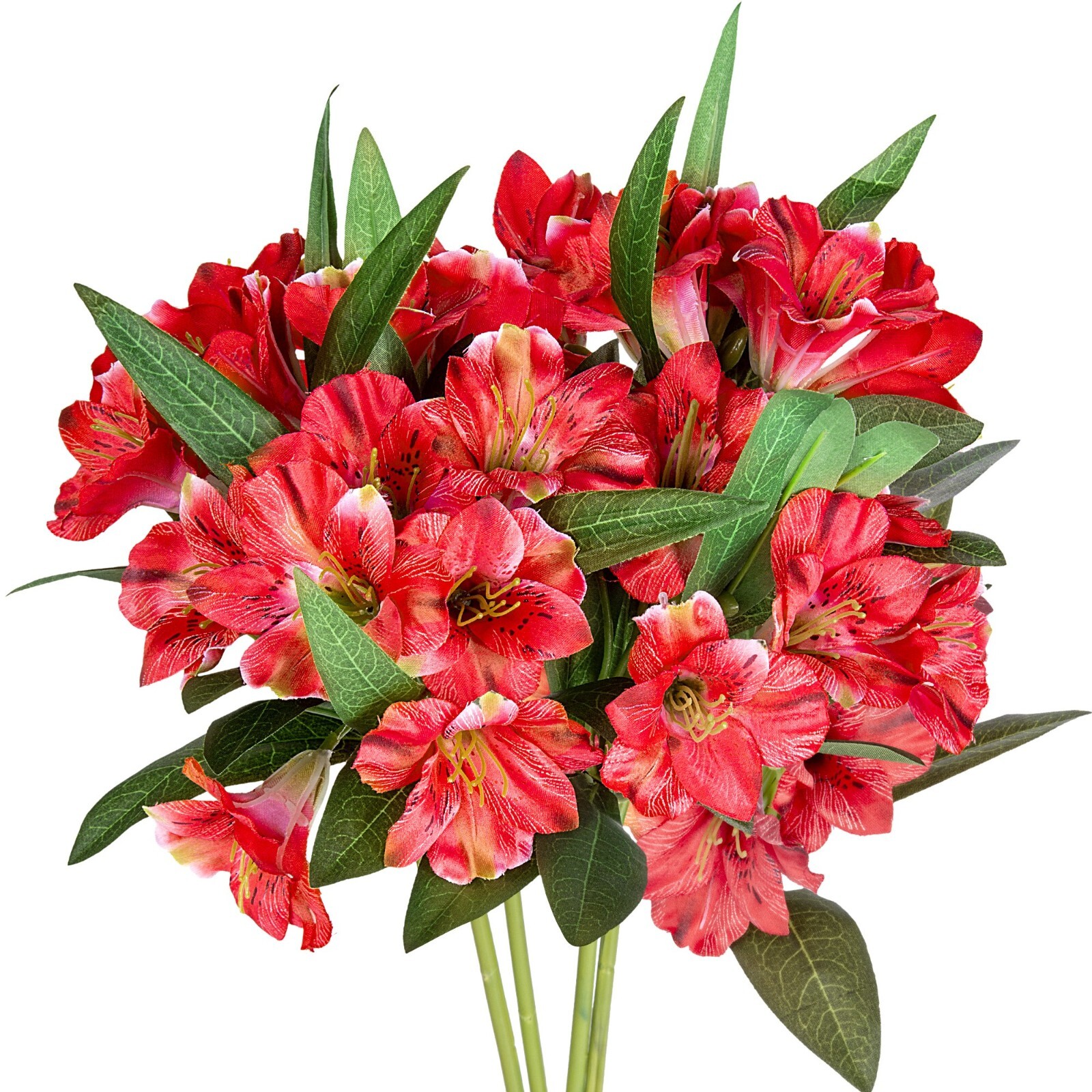 Alstroemeria Silk Flowers 18” Stems Artificial Bouquet Indoor Decoration, 4pcs