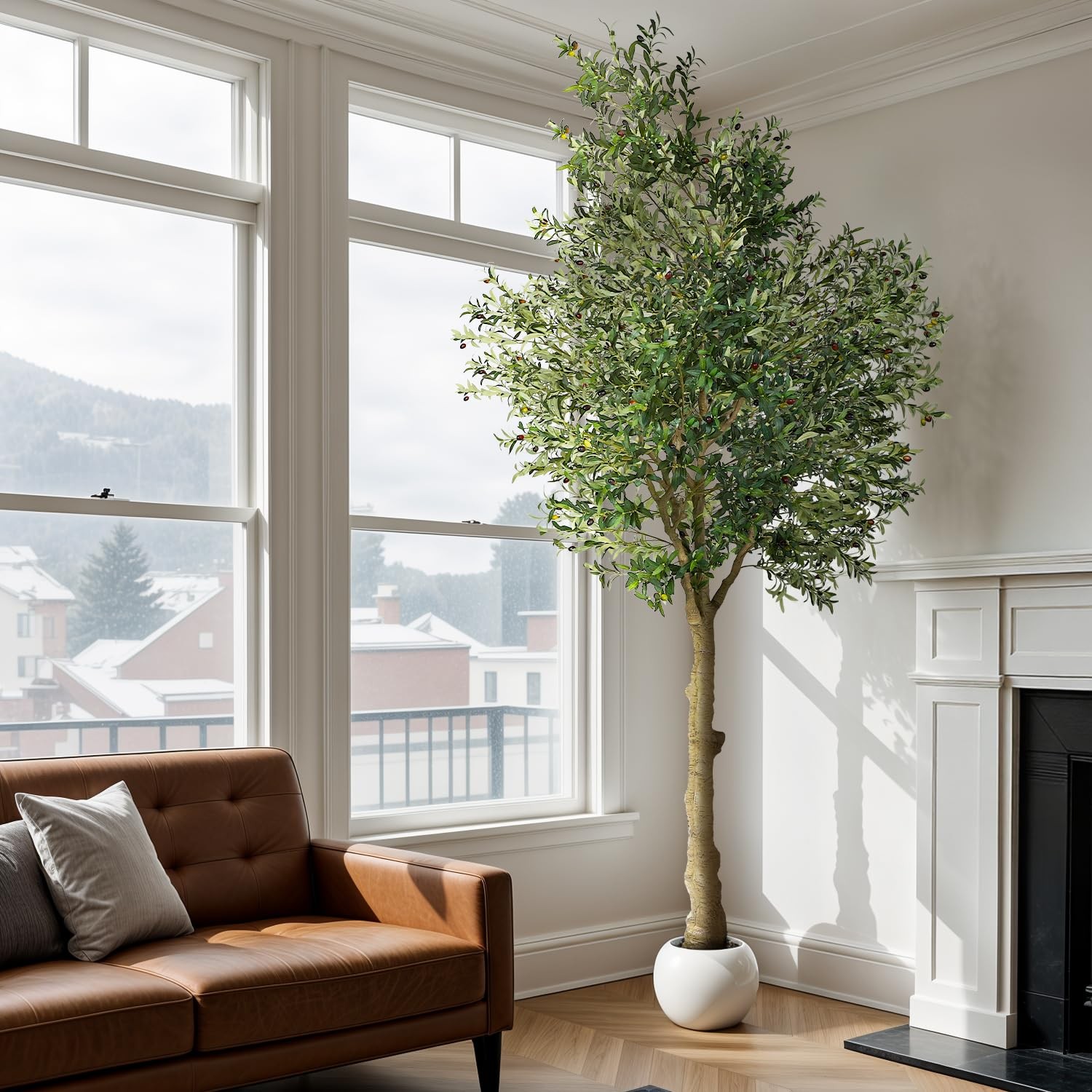 10FT Artificial Olive Tree Fake Potted Silk Plant Tall Faux Tree Home Decor