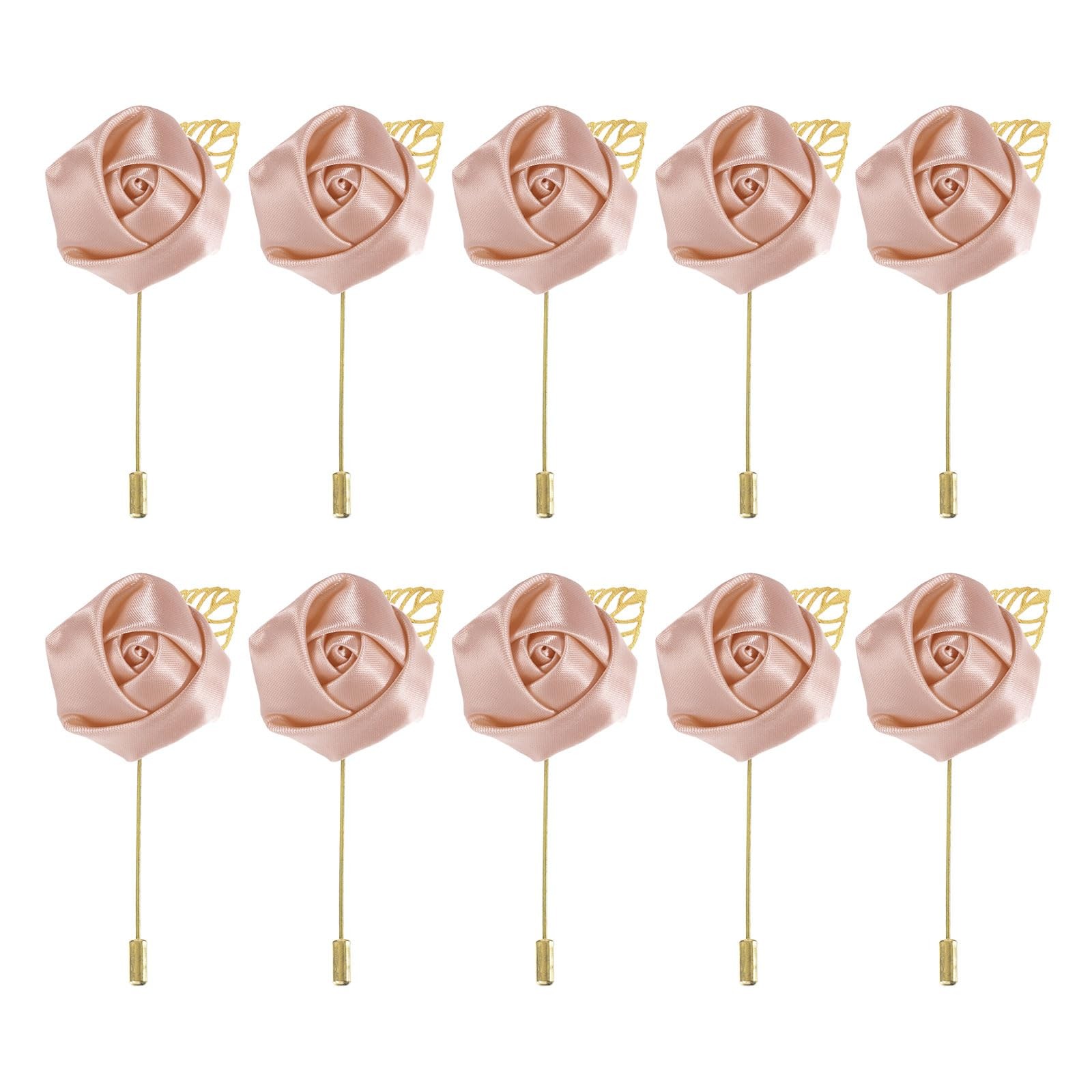 10 Pcs Groom Boutonnieres Rose Boutonnieres Pins 2″x3.5″ for Men Wedding Cere…