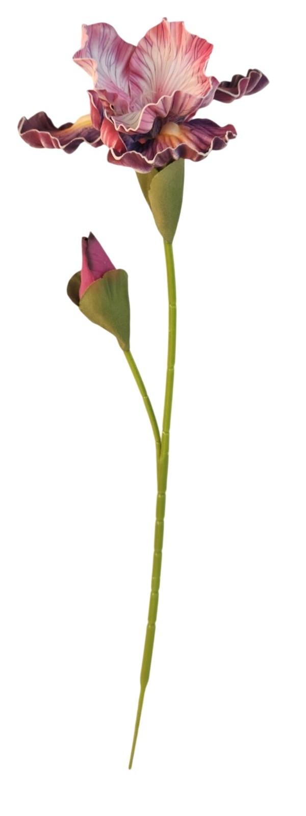 Blush Pink and Plum Purple Real Touch Iris Stems Set of 2 21 Inch Faux Flowers f