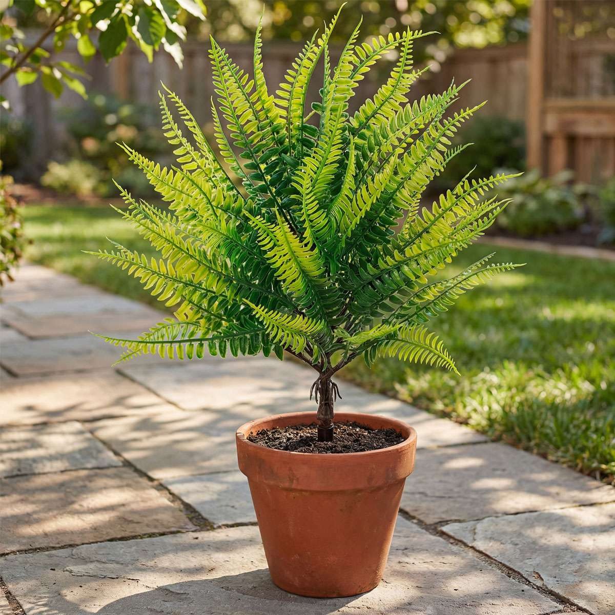 Artificial Flowers Boston Fern with Ground Spike Fake Plants Garden Yard Decor