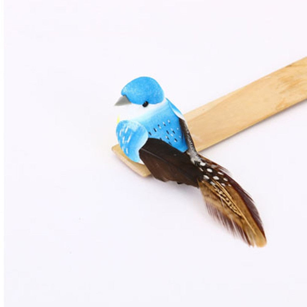 Green Artificial Simulation Bird Tree Ornaments Realistic Feather Birds