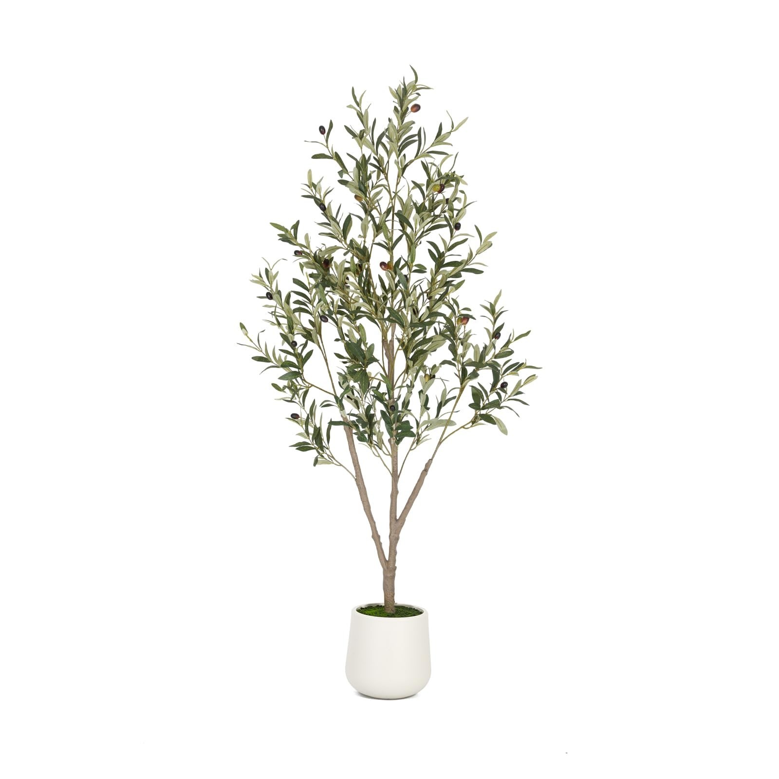 5FT Tall Artificial Olive Tree with White Planter – Faux Indoor Plant, Lifelike