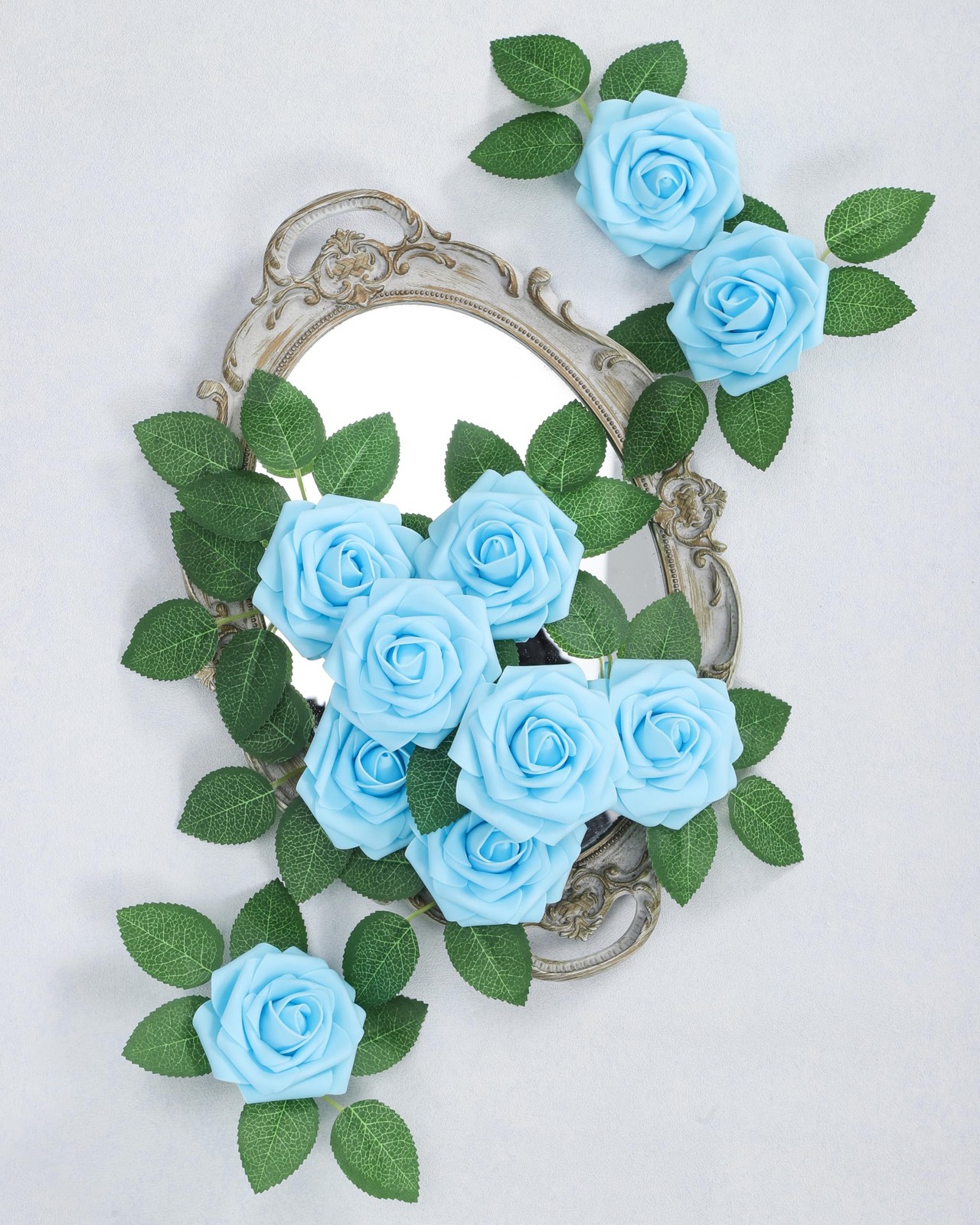 25Pcs Artificial Flowers Foam Roses Fake Roses with Stems