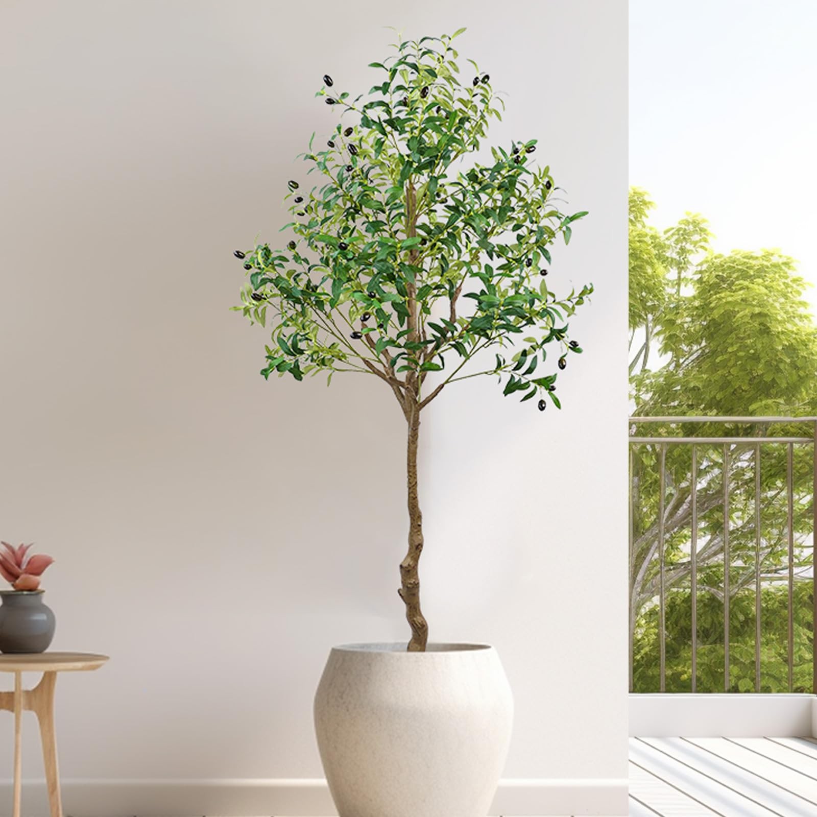 ARTIFICIAL OLIVE TREE 6FT TALL FAUX OLIVE TREES WITH POT 72IN OUTDOOR FAKE POTTE