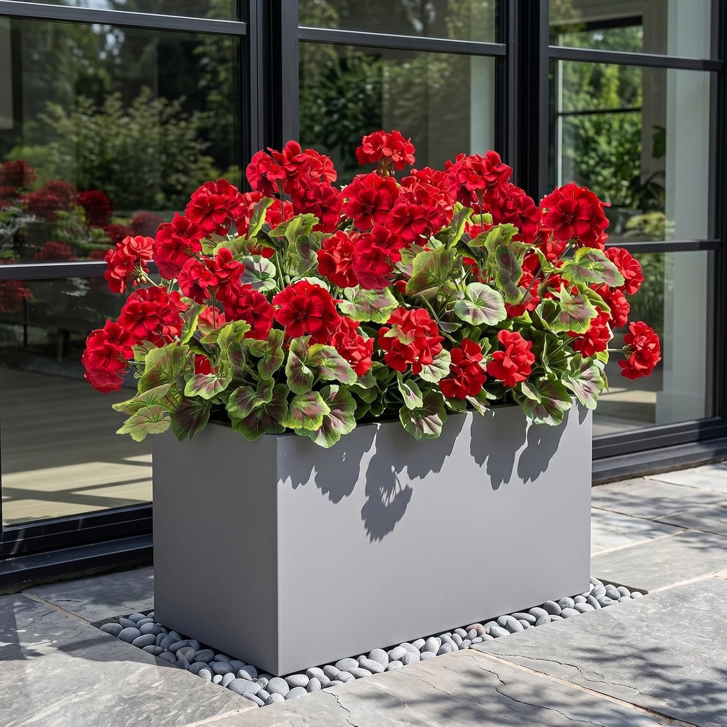 16 Pcs Artificial Geranium Plant Realistic Silk Flowers for Outside UV Resistant
