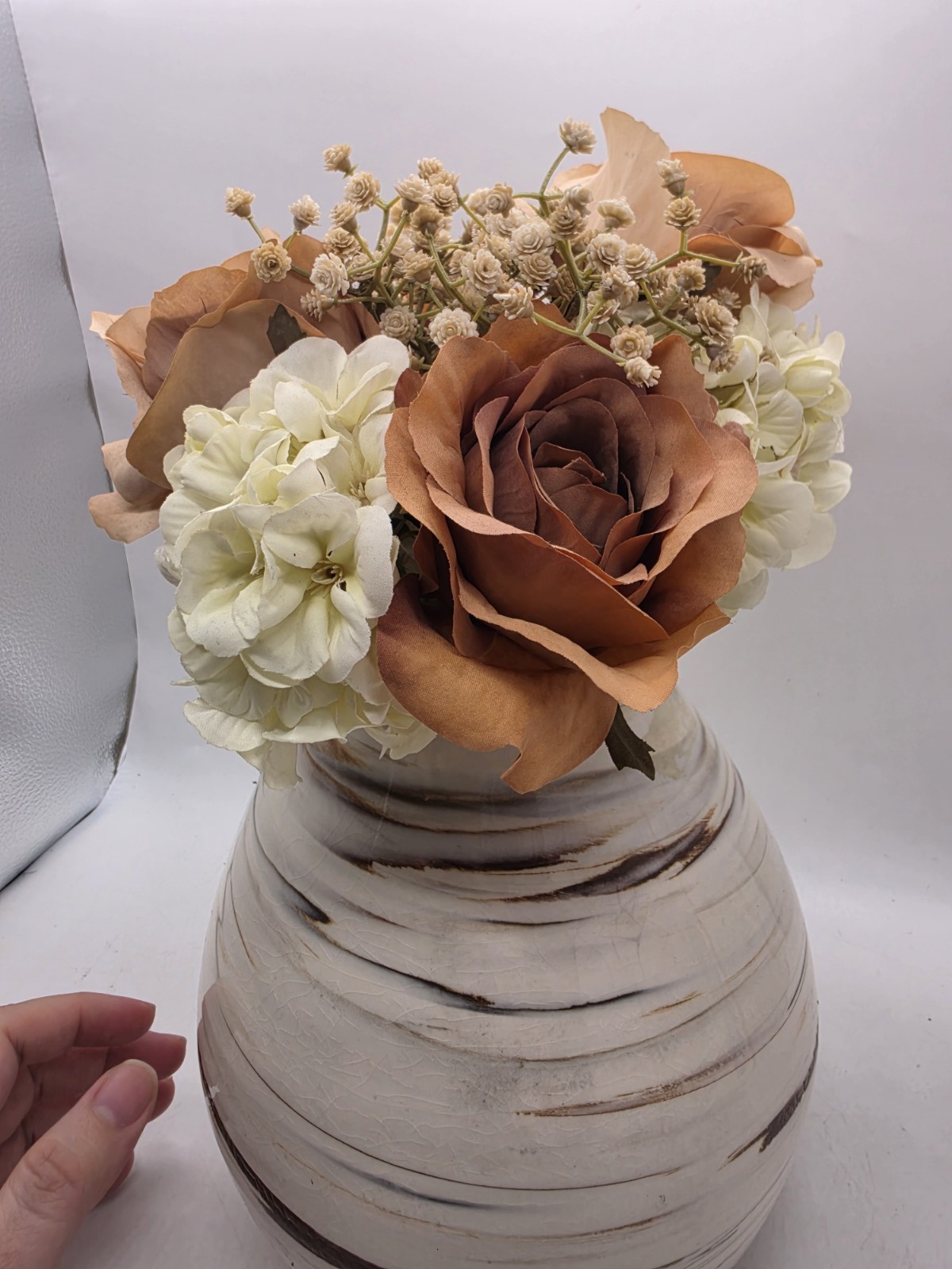 Pink and white Bouquets, Artificial Floral Arrangements Glass Vase New
