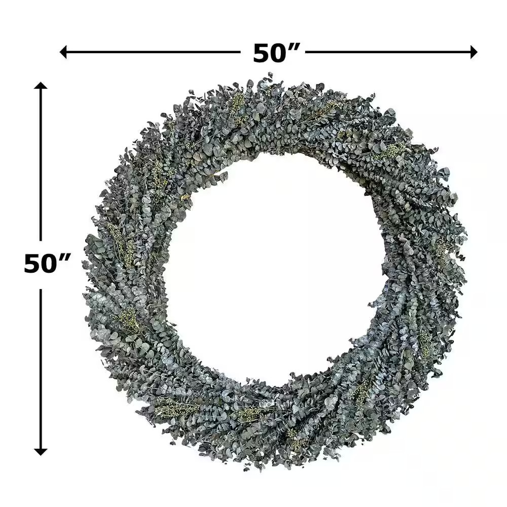 50 In. Non Artificial Preserved Eucalyptus Leaves Wreath