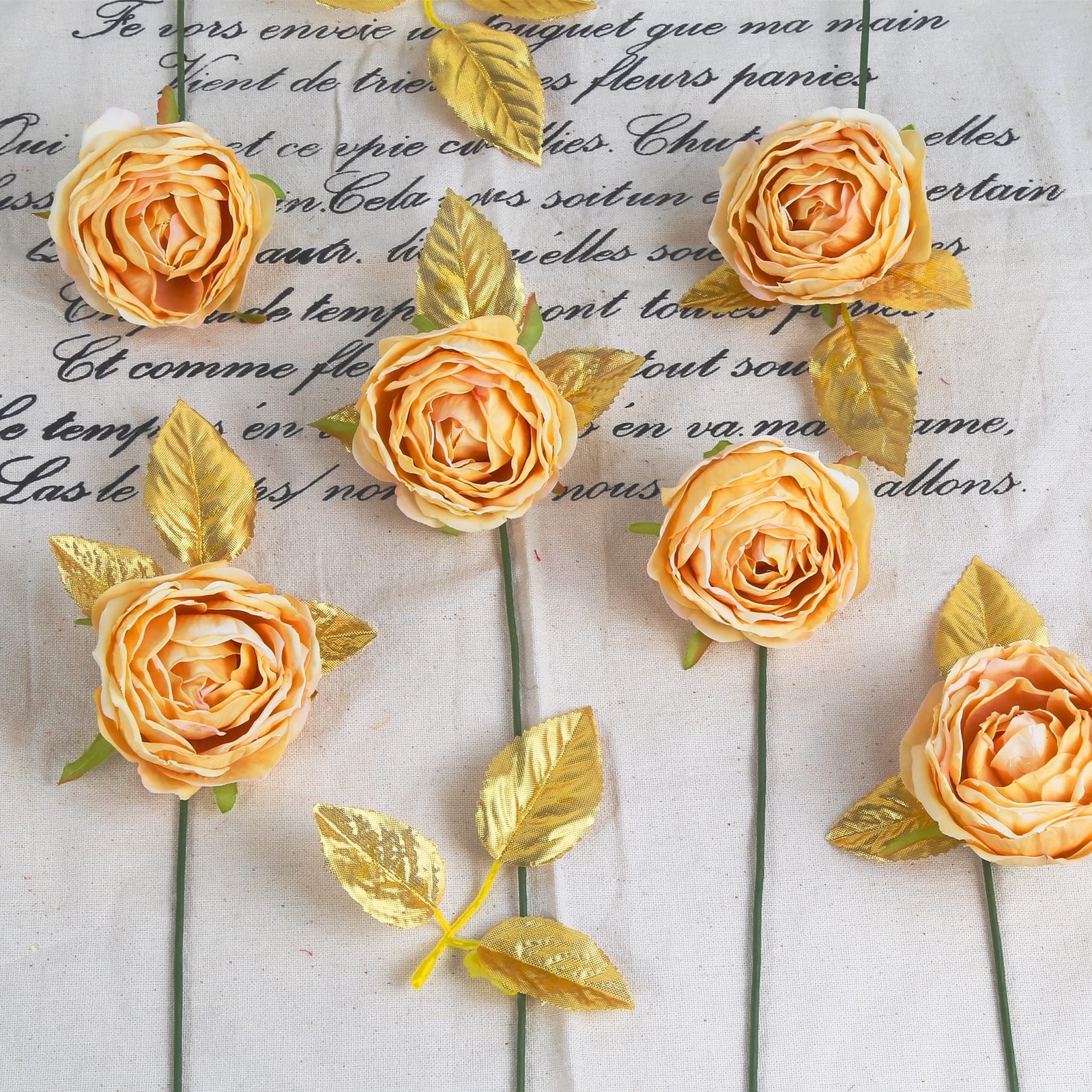 100 PCS Artificial Rose Gold Leaves Greenery Fake Rose Bulk Wedding Decor