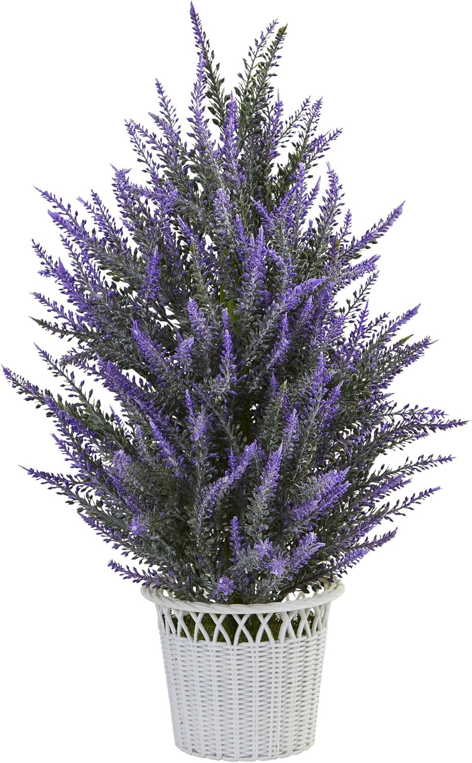 Lavender in White Wicker Planter Artificial Plant