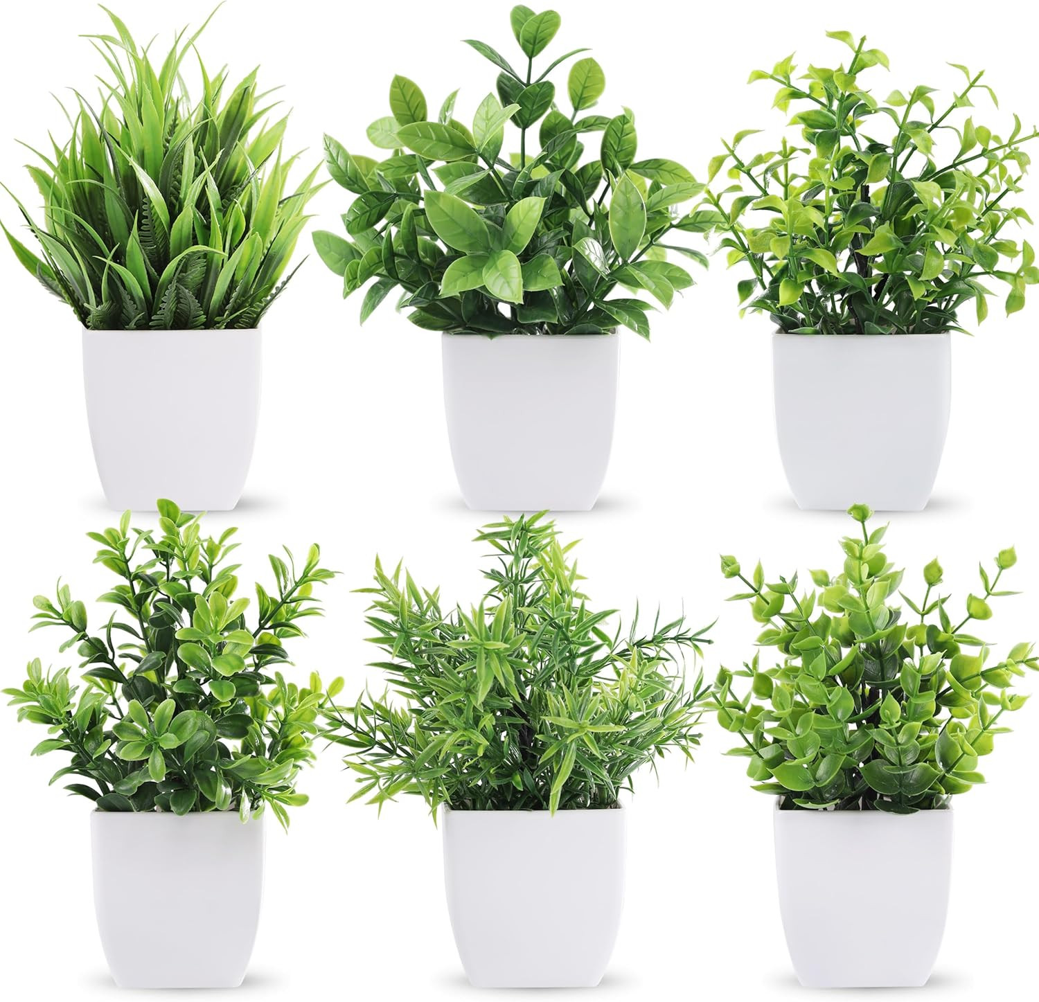 6 Pack Small Fake Plants Artificial Plants in Pots for Home Bthroom Bedroom Livi