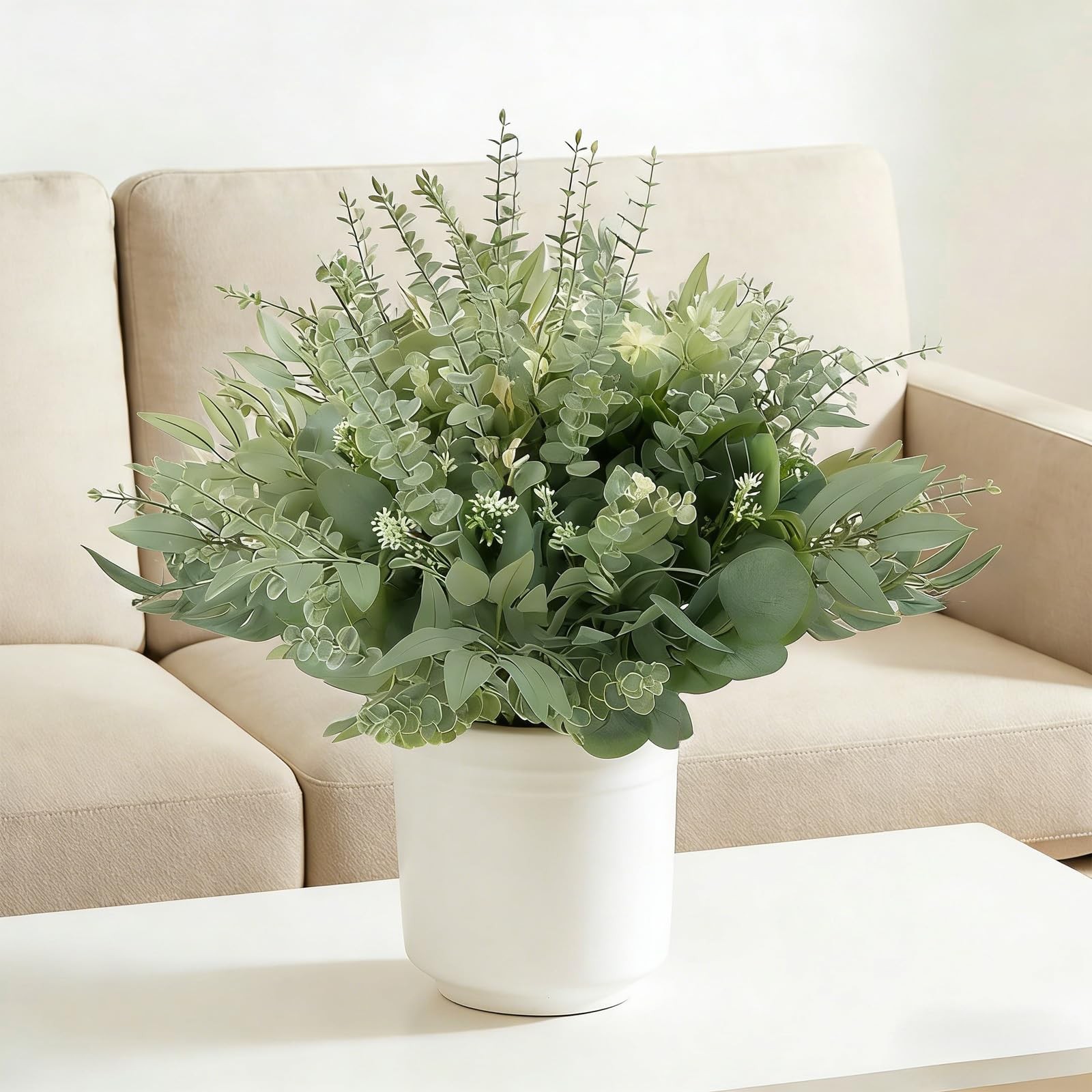 Artificial Mixed Eucalyptus Stems Leaves Bulk – 130pcs Realistic Greenery for…