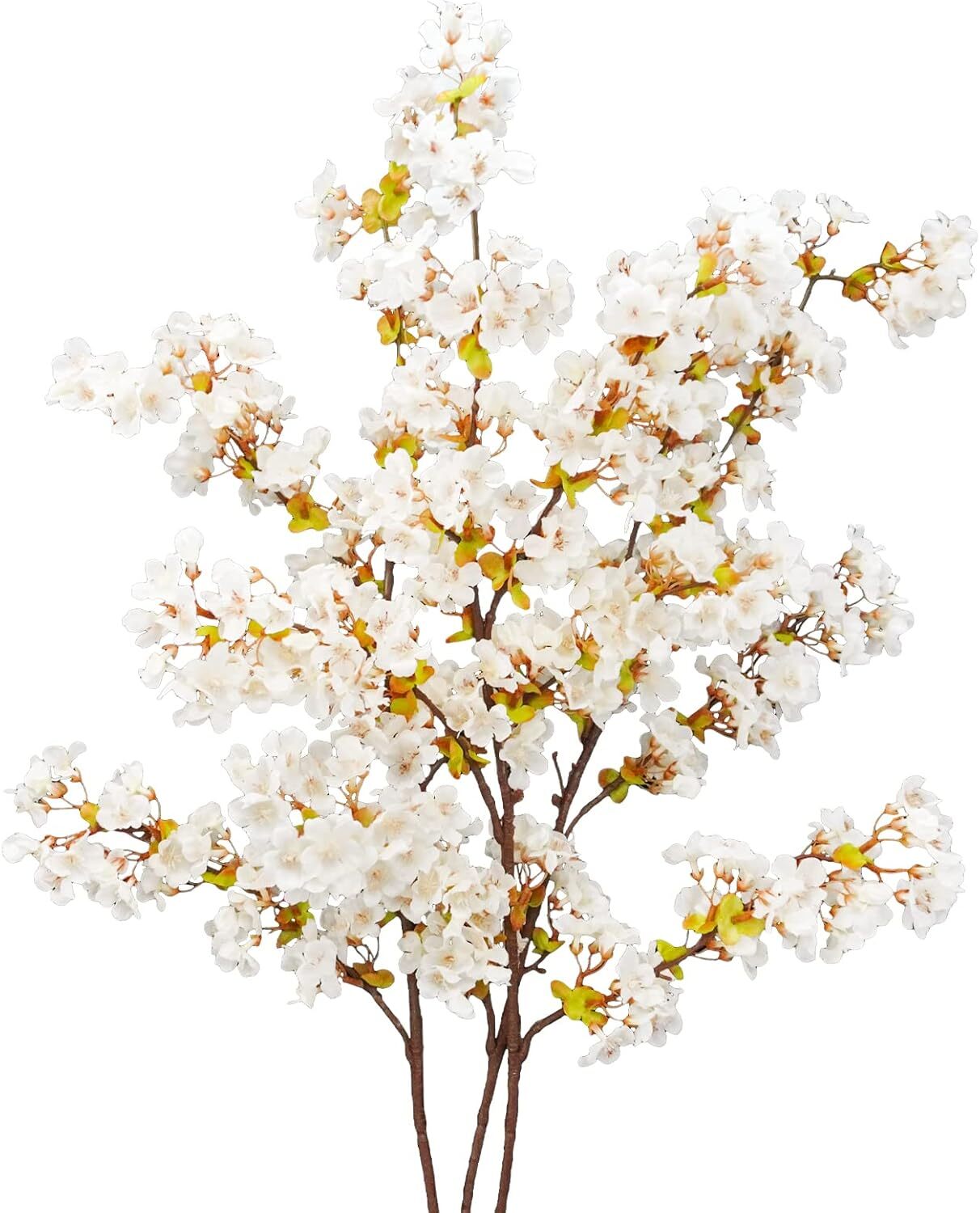Uieke Silk White Cherry Blossom Branches, 39.3in Artificial Cherry Blossom Stems