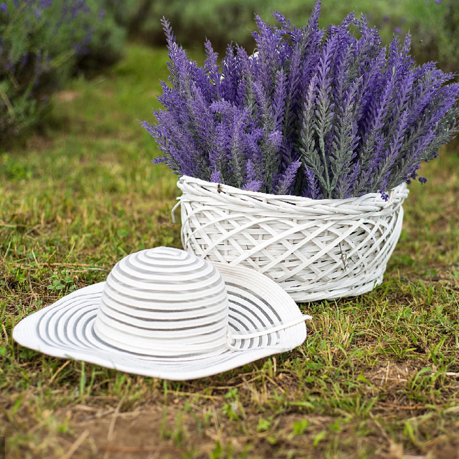 26 Bundles Lavender Fake Artificial Flowers, Faux Plastic Plants for Home Dec…
