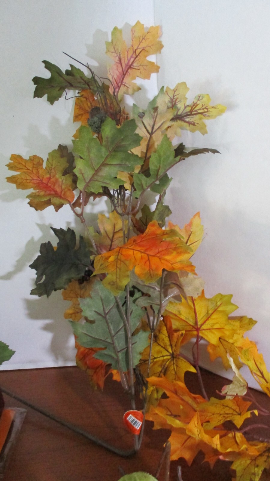 Set of 3~AUTUMN FALL LEAVES and GREEN PUMPKIN FLOWER STEMS / BUSH