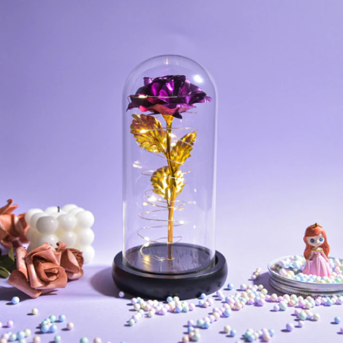Galaxy glass rose flower with LED light, a gift for the most cherished person