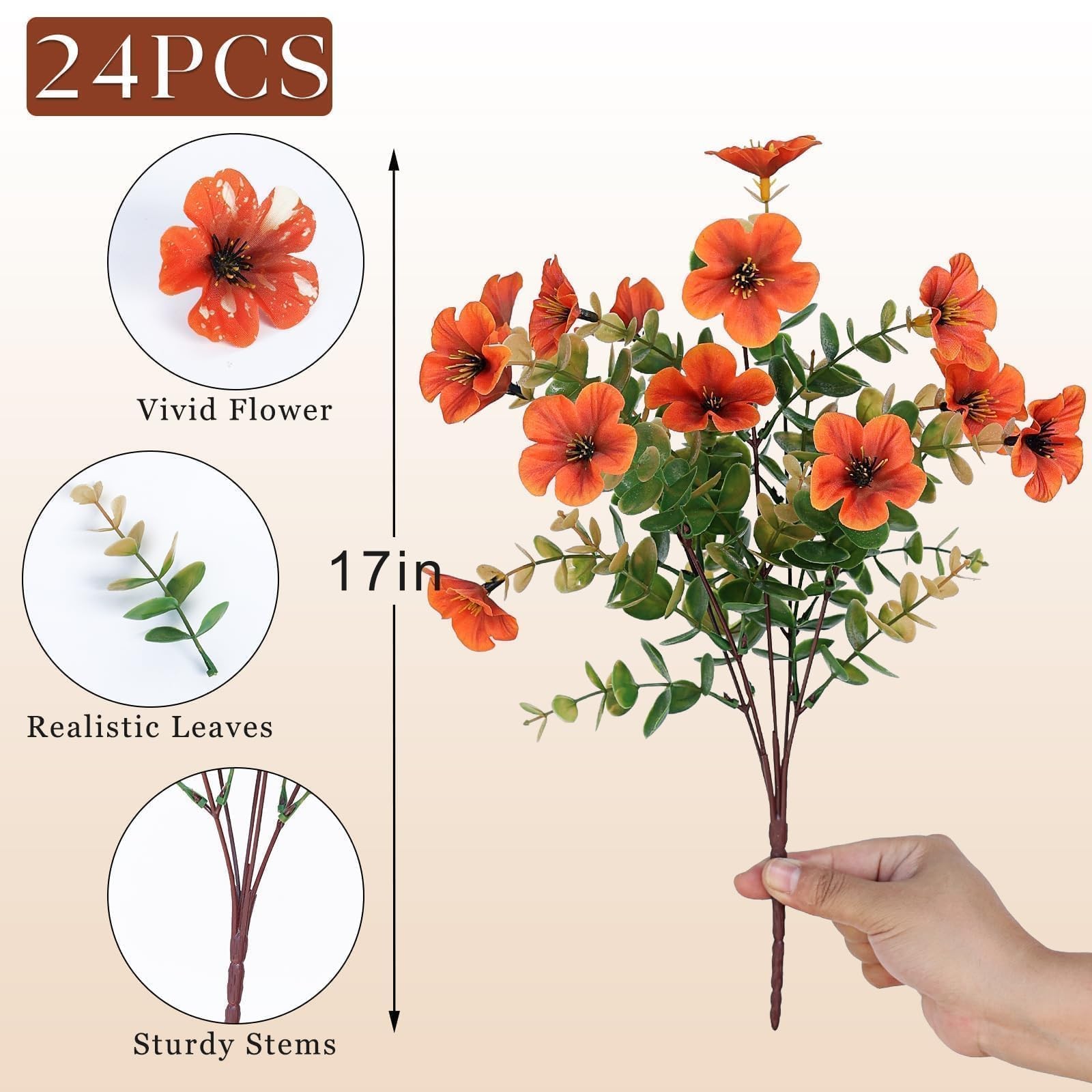 Artificial Flowers for Outdoor Fall Decoration-Faux Flower Petunia with Eucal…