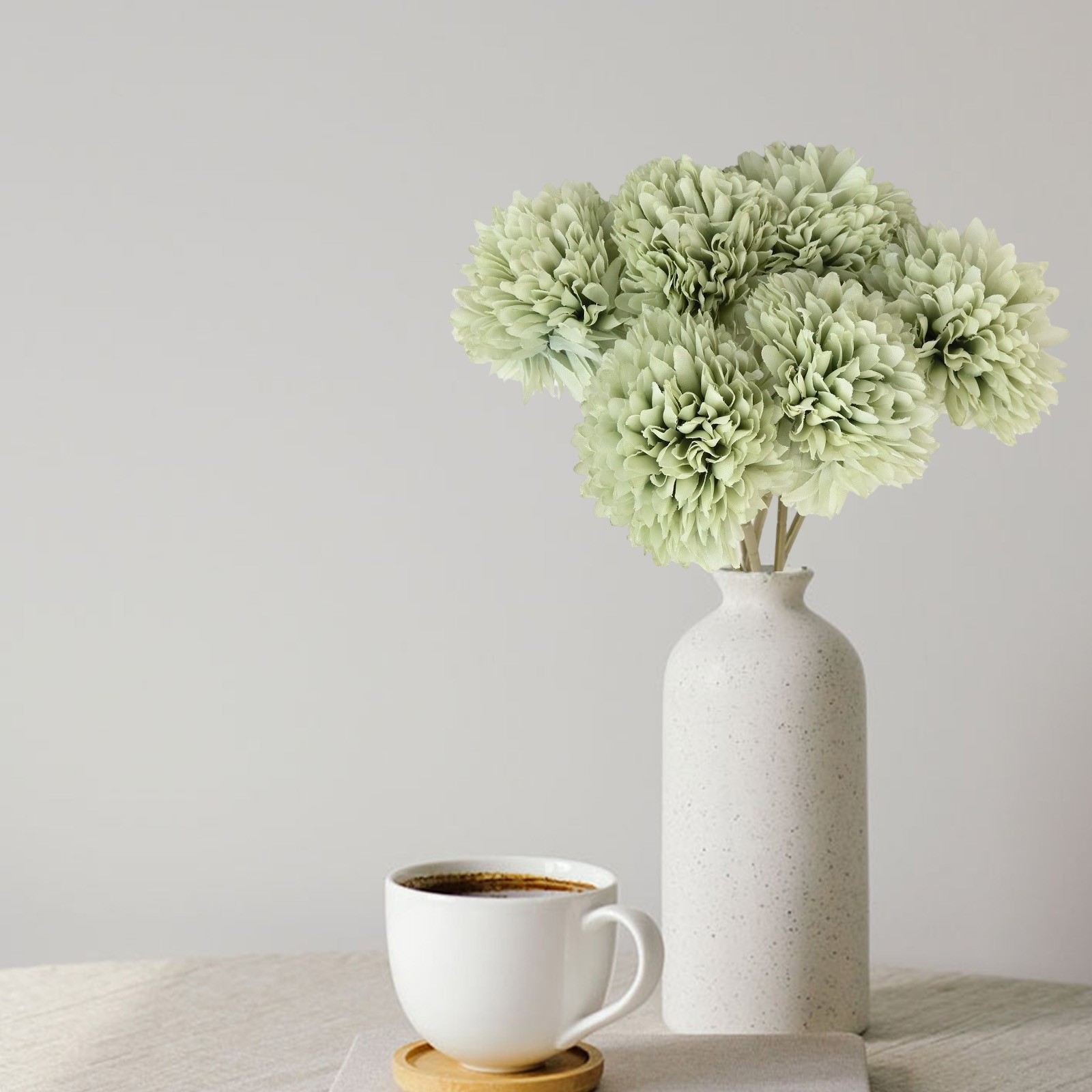 6pcs Artificial Chrysanthemum Ball Flowers Hydrangea Bouquet Presents Decor