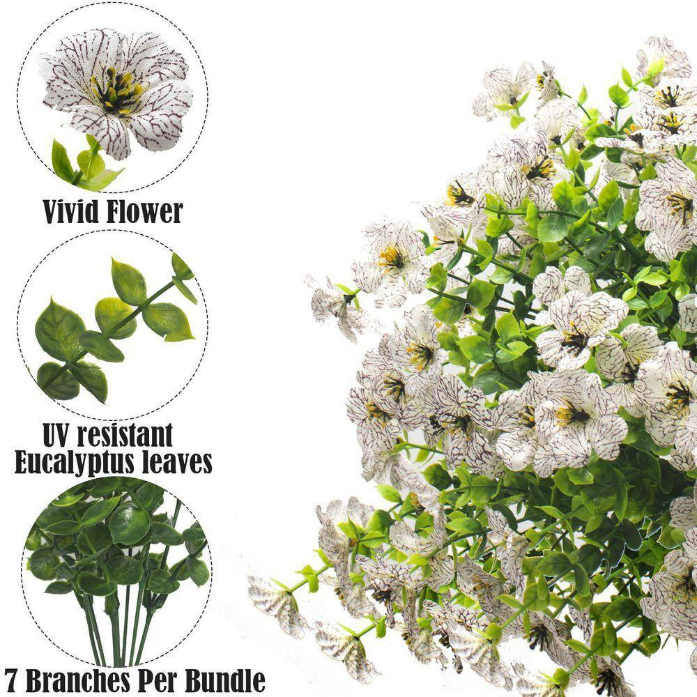 13.8 In. White Artificial Fake Flowers, 16 Bundles Faux Silk Colorful Daisy Plan