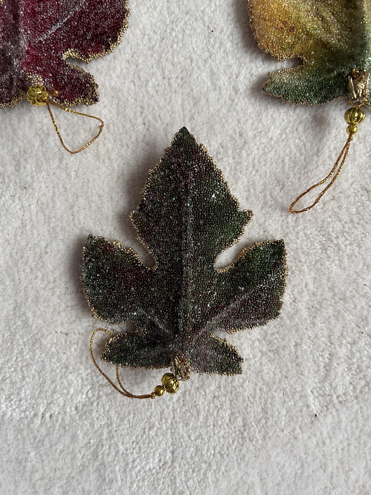 5 Beaded Everfresh Beaded Grape Leaves Ornaments Williams & Somona New 5” x 4”