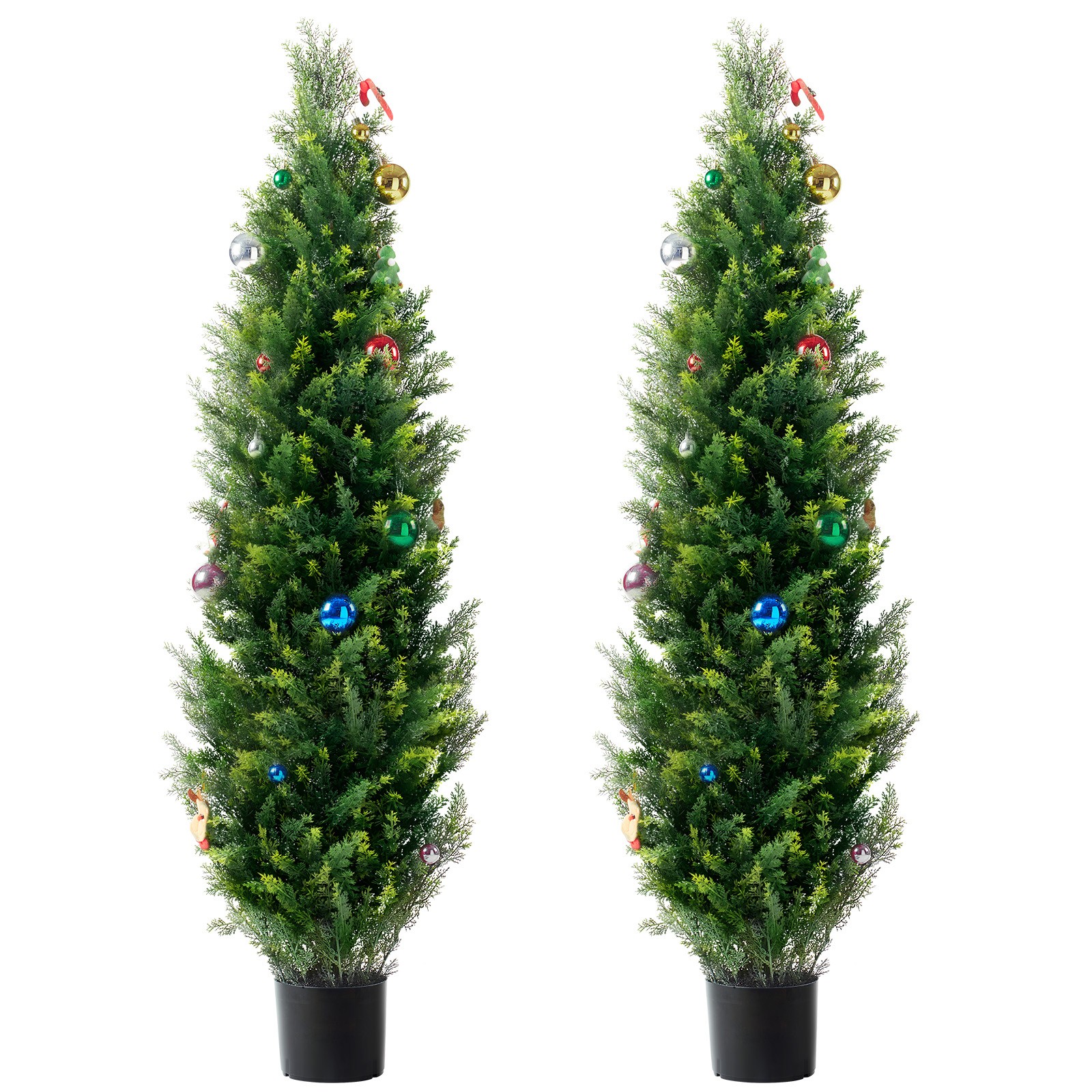 Uimoso Set of 2 Artificial 5′ Cedar Trees for Indoor and Outdoor Decoration