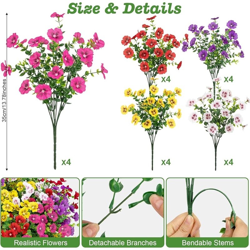 Vibrant Artificial Eucalyptus Flowers 8in Faux Flora Home Garden Decoration New