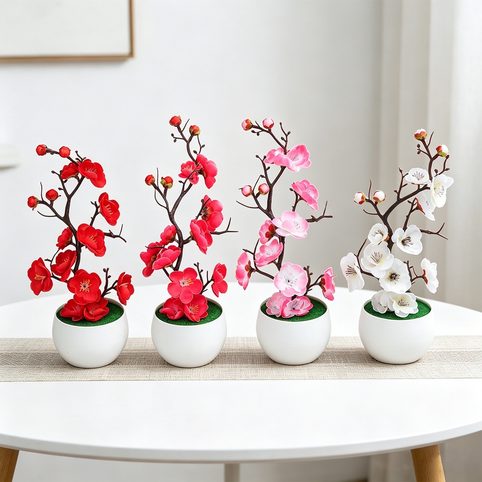 1pc Artificial Wax Plum Blossom Bonsai Branch for Indoor Outdoor Display