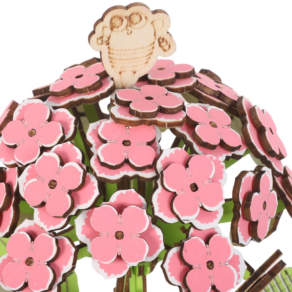 1 Set Durable Wooden Hydrangea Bouquet Puzzle Toy for Kids Desktop Decor