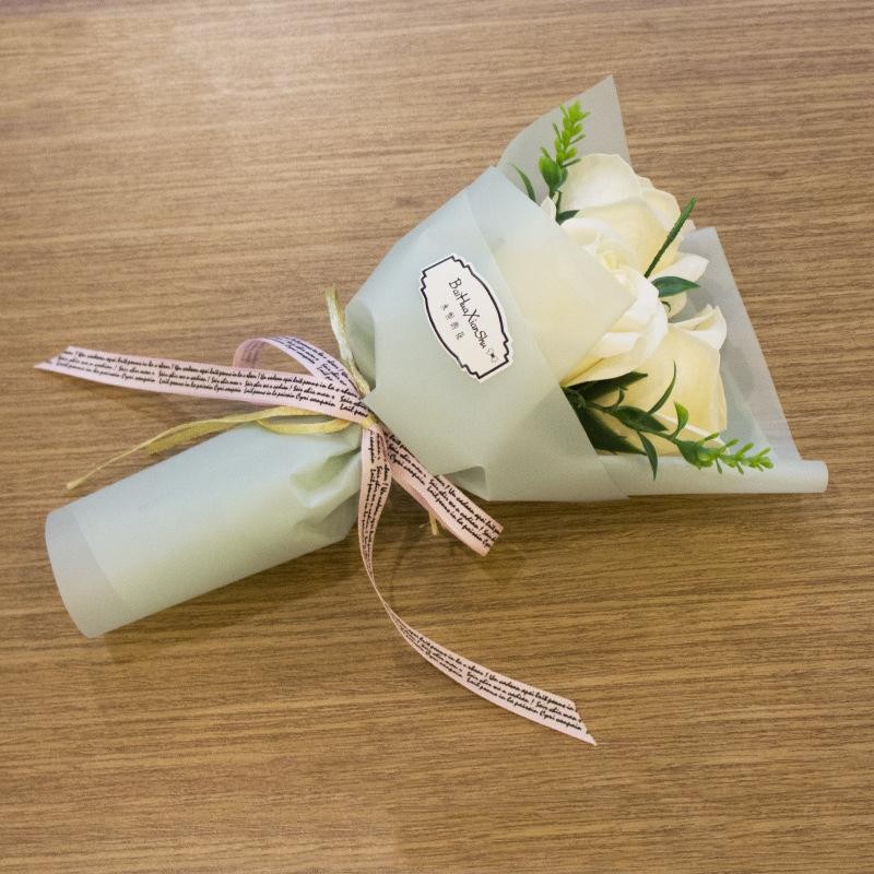 Valentine Rose Soap Flower Bouquet Gift Box with Teddy Bear Romantic Home Decor