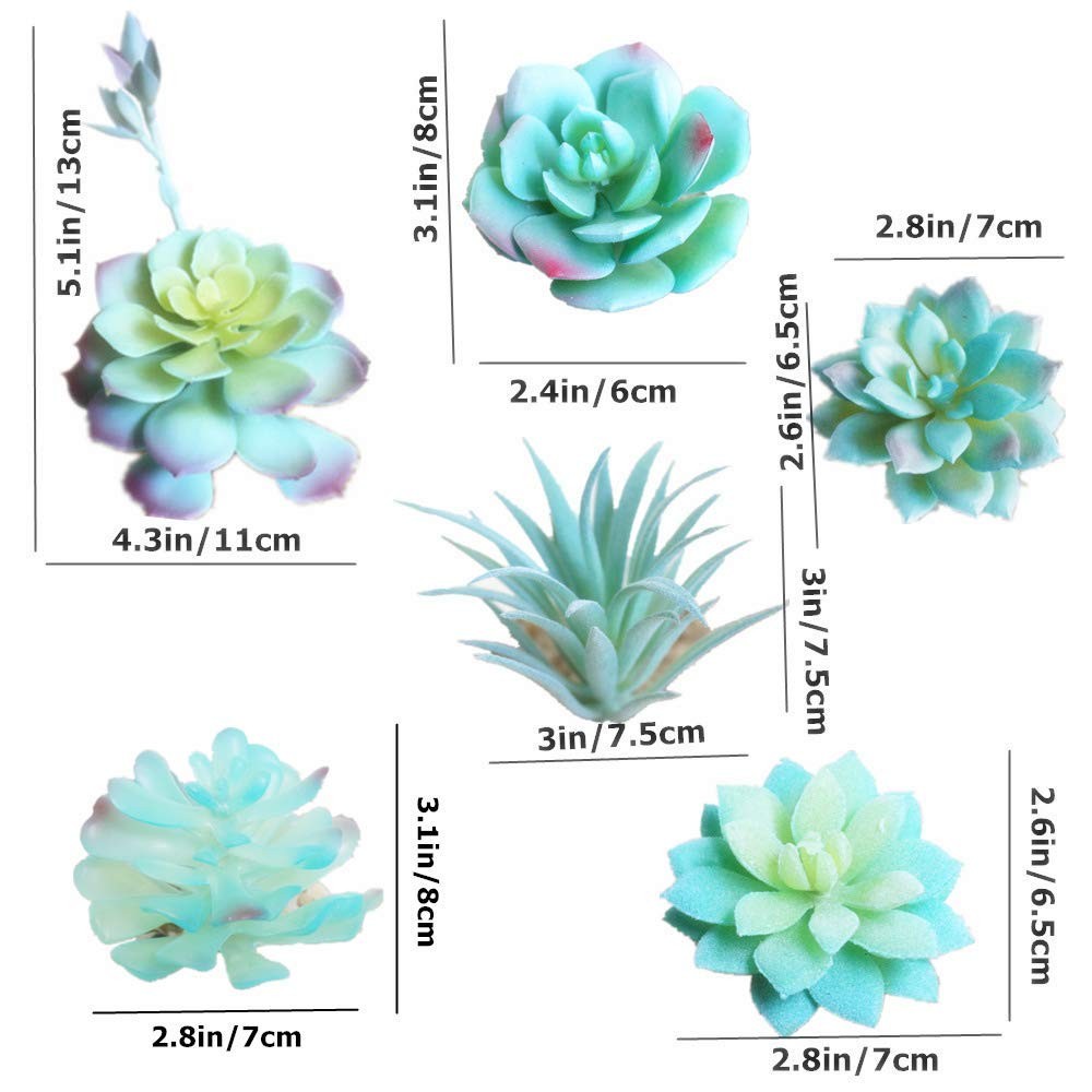 13PCS Assorted Blue Artificial Succulent Plants Faux Fake Succulents Textured…