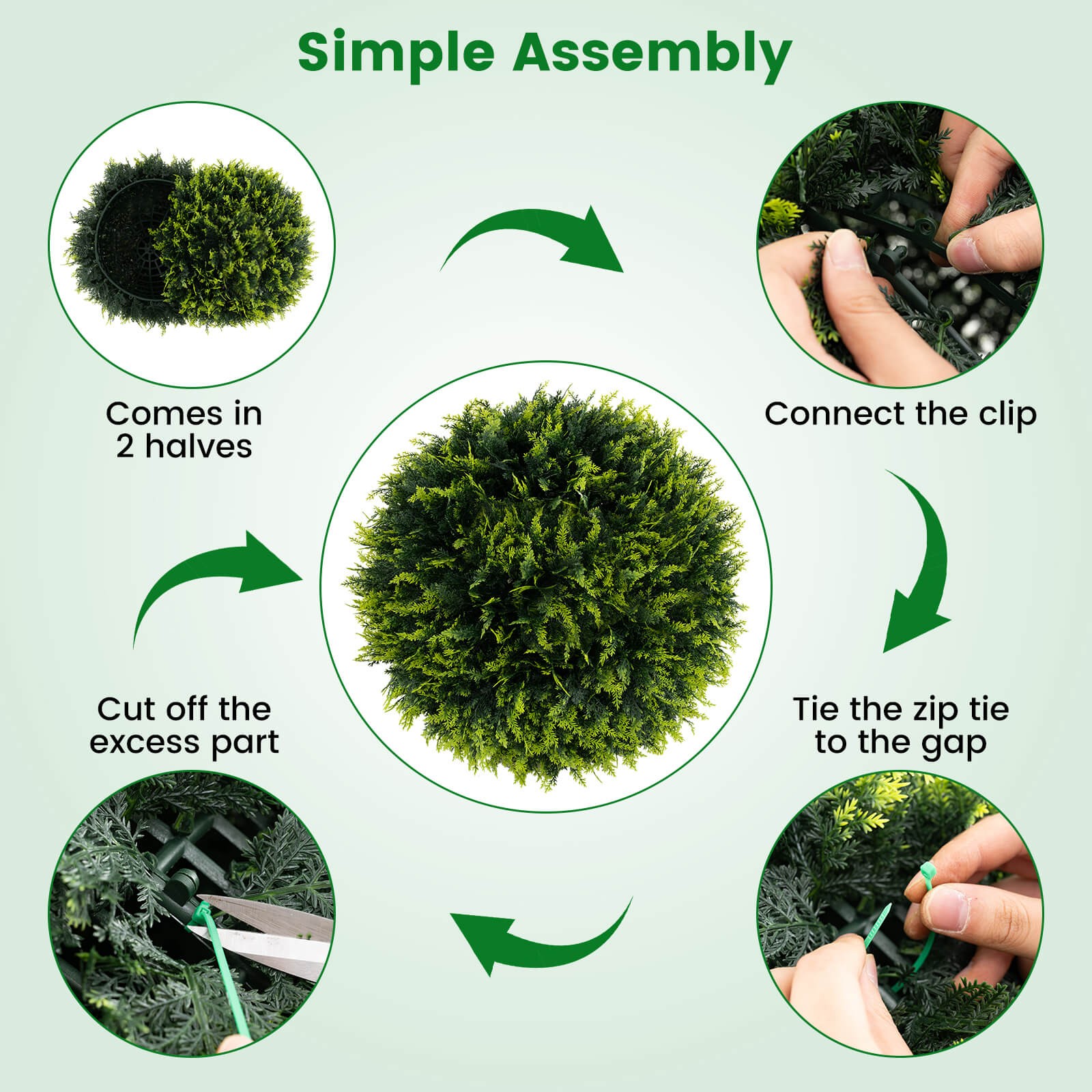 2 PCS 18″ Artificial Cedar Topiary Balls Sun-protective Round Greenery Bushes