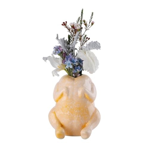 Quirky Yellow Ceramic Raw Chicken Vase – Funny Uncooked Turkey Lemon Yellow