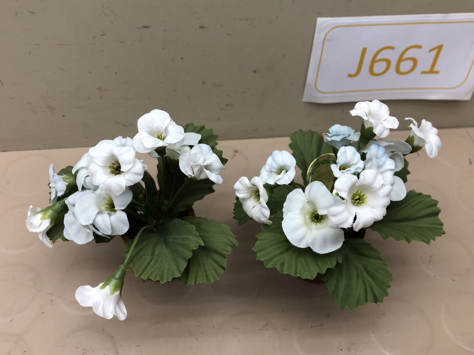 2 Artificial Potted White Flowers Small Plants Decor – Miniature – Pacific Rim